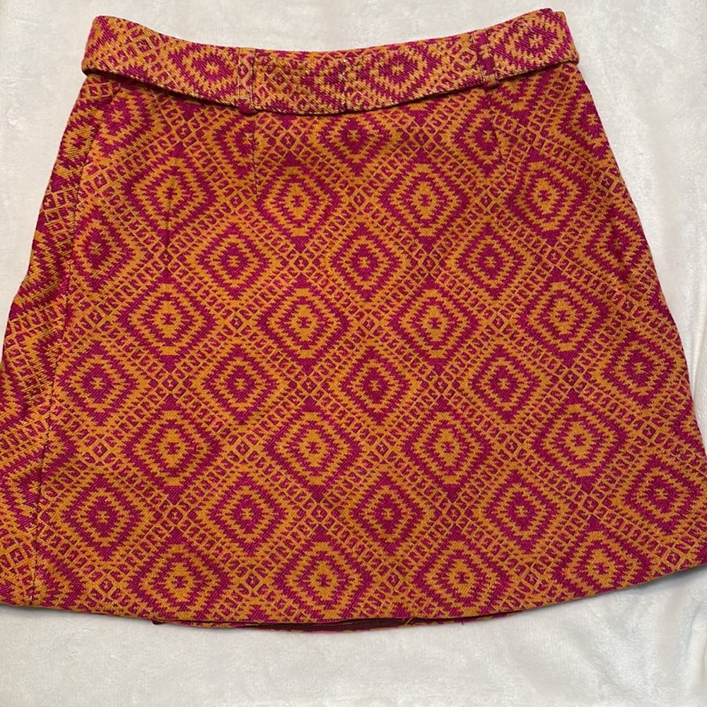 Anthropologie Structured Knit Tapestry Mini Wrap Skirt - Picture 6 of 8